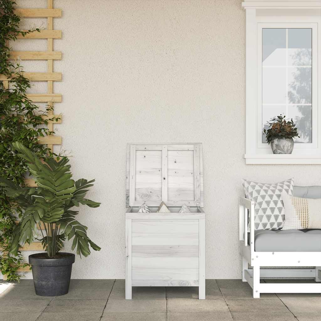 Garden Storage Box White Solid Fir Wood, 19.7 x 19.3 x 22.2 in, Outdoor Deck Patio Storage, Weather-Resistant Organization Cabinet
