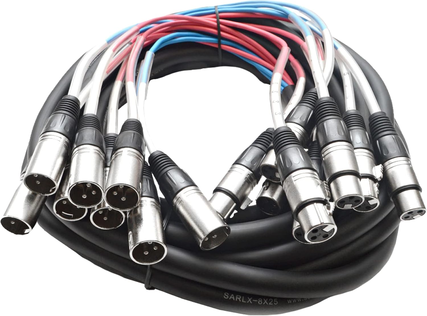 Seismic Audio - SARLX-8x25 - 8 Channel XLR Snake Cable - 25 Feet Long - Pro Audio Snake for Live Live, Recording, Studios, and Gigs - Patch, Amp, Mixer, Audio Interface 25'