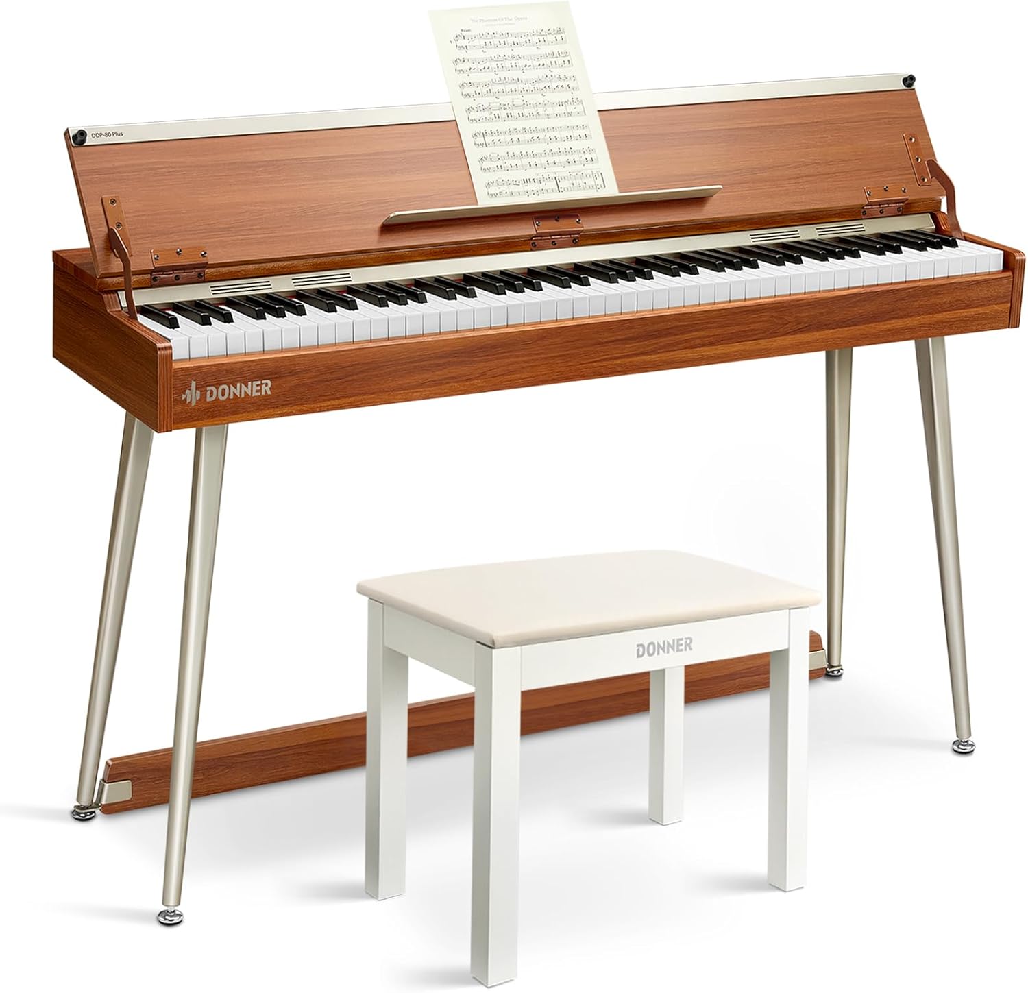 Donner DDP-80 PLUS Digital Piano + White Piano Bench