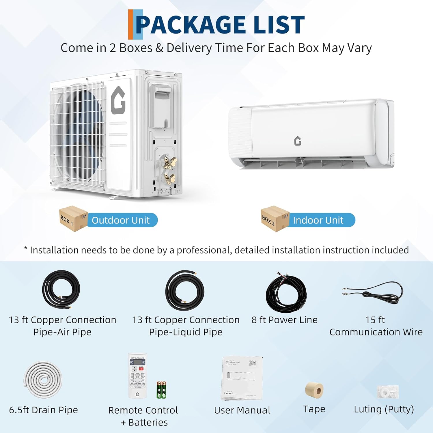 24000 BTU Mini Split Air Conditioner & Heater – 19 SEER Ductless Inverter AC System, 230V with WiFi & Alexa Control, Quiet Cooling/Heating for up to 1500 Sq.Ft, Includes Remote