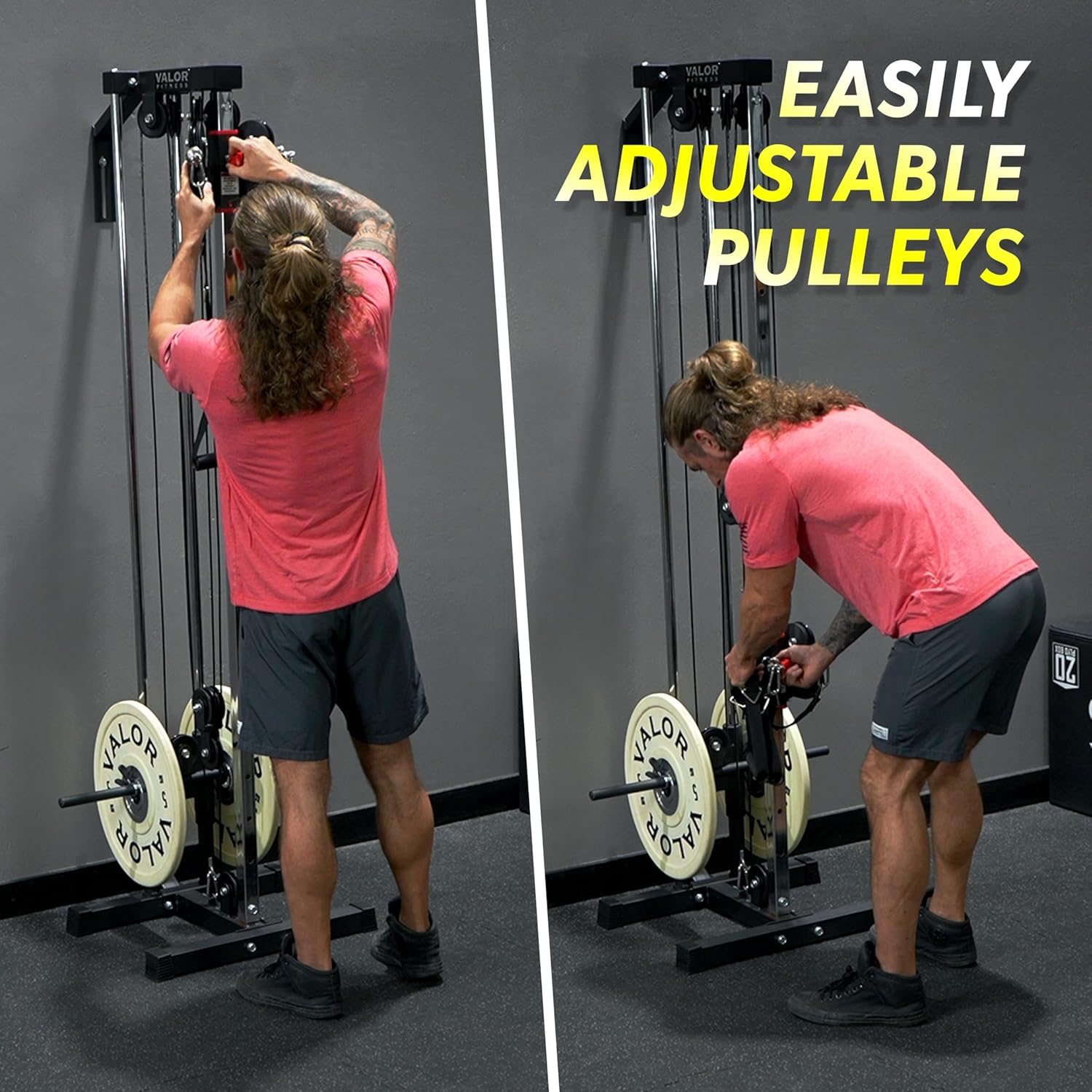 Valor Fitness BD-62 Wall Mounted Cable Machine with Adjustable Dual Pulley System Functional Home Gym Workout Equipment