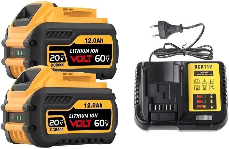 18Ah 20V/60V Lithium Battery Compatible with DeWalt FLEXVOLT MAX DCB609/DCB606/DCB612 & DCD996/DCF885/DCS391 SeriesTools | High-Capacity 18000mAh Cordless Power Tool Battery(60V-20V 12Ah X2 CX1)