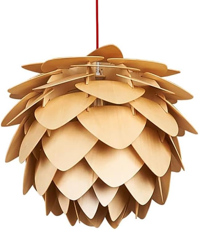 Modern Art Wooden Pinecone Pendant Lights Christmas Decorations Home Restaurant Hanging Wood Lamps Home Decorative Fixtures (18'')