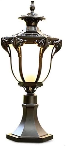 Waterproof Wine Glass Shape European Pillar Light,IP23 Outdoor Post Lantern with E27 Screw,Metallic Veneer Terrace Courtyard Column Lights,Wall Head with Frosted Glass Lampshade Doorpost Ligh