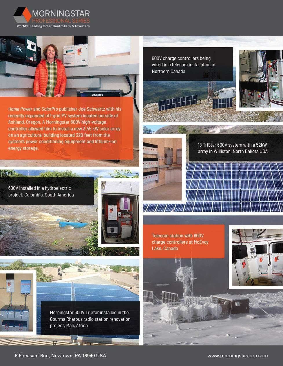 Morningstar Tristar MPPT 600V Solar Charge Controller w/ Disconnect Box (TS-MPPT-60-600V-48-DB) - Intelligent High Voltage Solar Panel Regulator for LA/Li Batt., 97.9% Effic., Data/Comms, 5 Yr. WTY