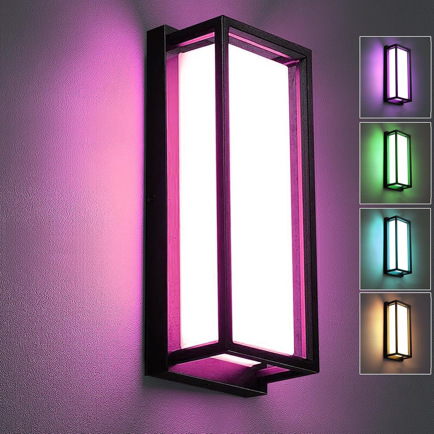 LED Smart Wall Sconces, 1Pack RGB Color Changing Outdoor Wall Light Fixtures, Exterior Lighting Fixtures via Tuya App Control, IP65 Waterproof Outside Light Fixtures for House Porch Yards