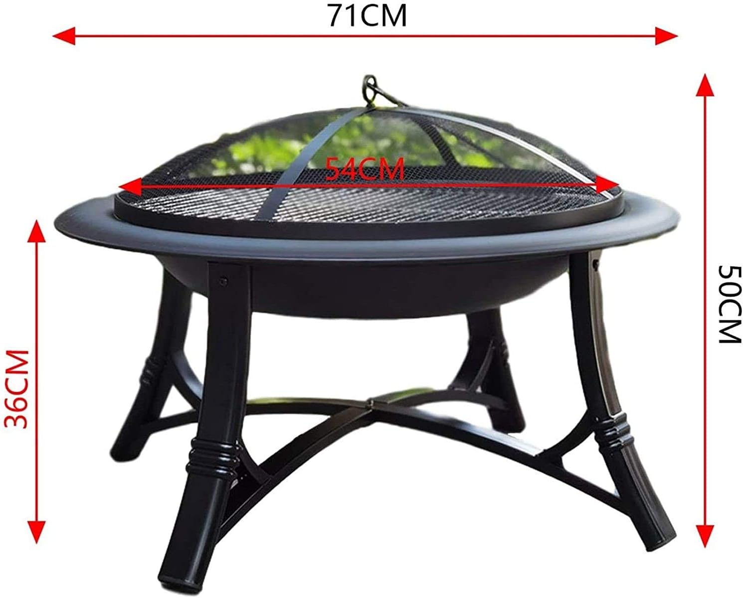 Fire Pit Fire Pits Outdoor Wood Burning Outdoor Fire Pits Cast Iron Round Fire Bowl BBQ Grill Firepit Brazier Garden Log Burner Heater Camping Picnic with Mesh Cover with Cover BBQ Cooking F