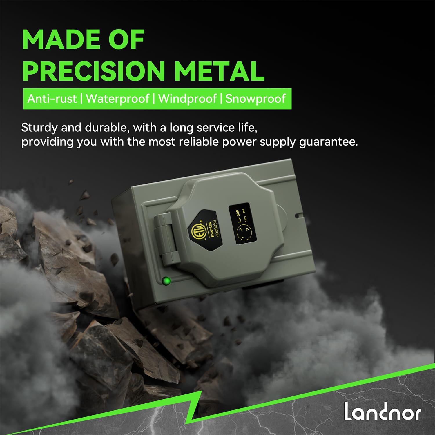 50AMP 15Feet Generator Cord with Pre-drilled Power Inlet Box, 50 Amp 4 Prong, 125V/250V NEMA 14-50P Male to SS2-50R, STW 6/3+8/1 AWG Twist Locking with Inlet Box for Generator to House, UL&ETL Listed