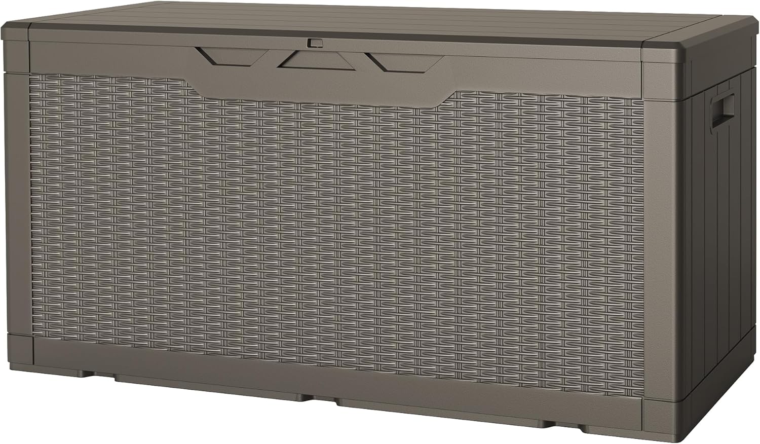 JUMMICO 100 Gallon Resin Deck Box, Waterproof Outdoor Storage Box with Lockable Lid for Garden Tools, Patio Cushions (Light Brown)