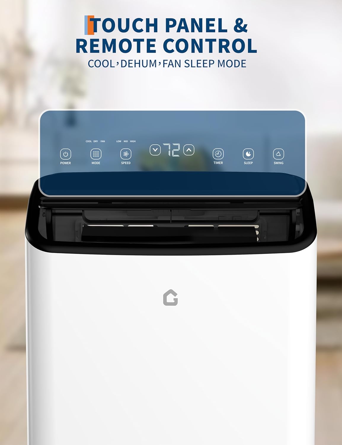 14,000 BTUs Portable Air Conditioner with 3-in-1 Room AC Unit for 750 Sq.Ft, 50dB Ultra Quiet, Window Kits Included Drainage Pipe & Remote Control, White Top Cover