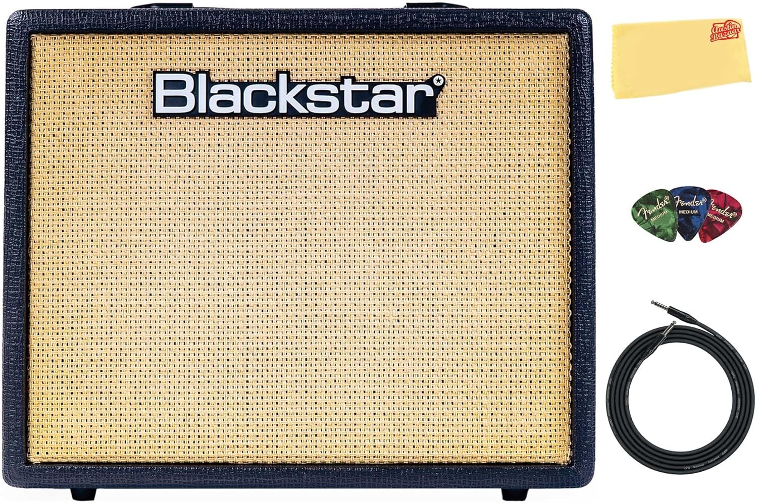 Blackstar Debut 30E Guitar Combo Amplifier - Black Bundle with Instrument Cable, Picks, and Austin Bazaar Polishing Cloth