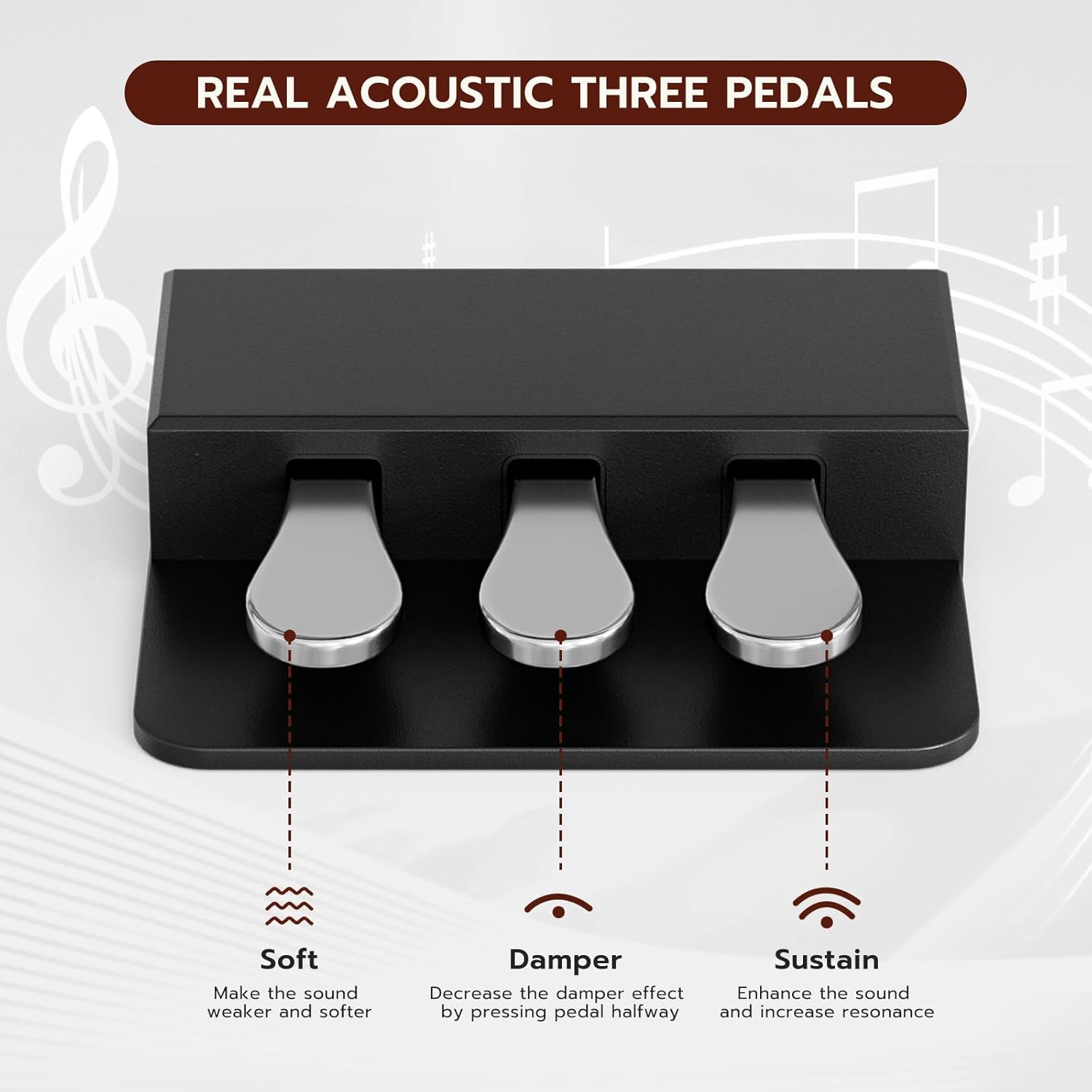 UMOMO UM-724 88 Key Digital Piano Keyboard with Piano X Stand, Full Size Electric Piano with Headphone, 3 Pedal, Electronic Piano for Beginner, Adults, White