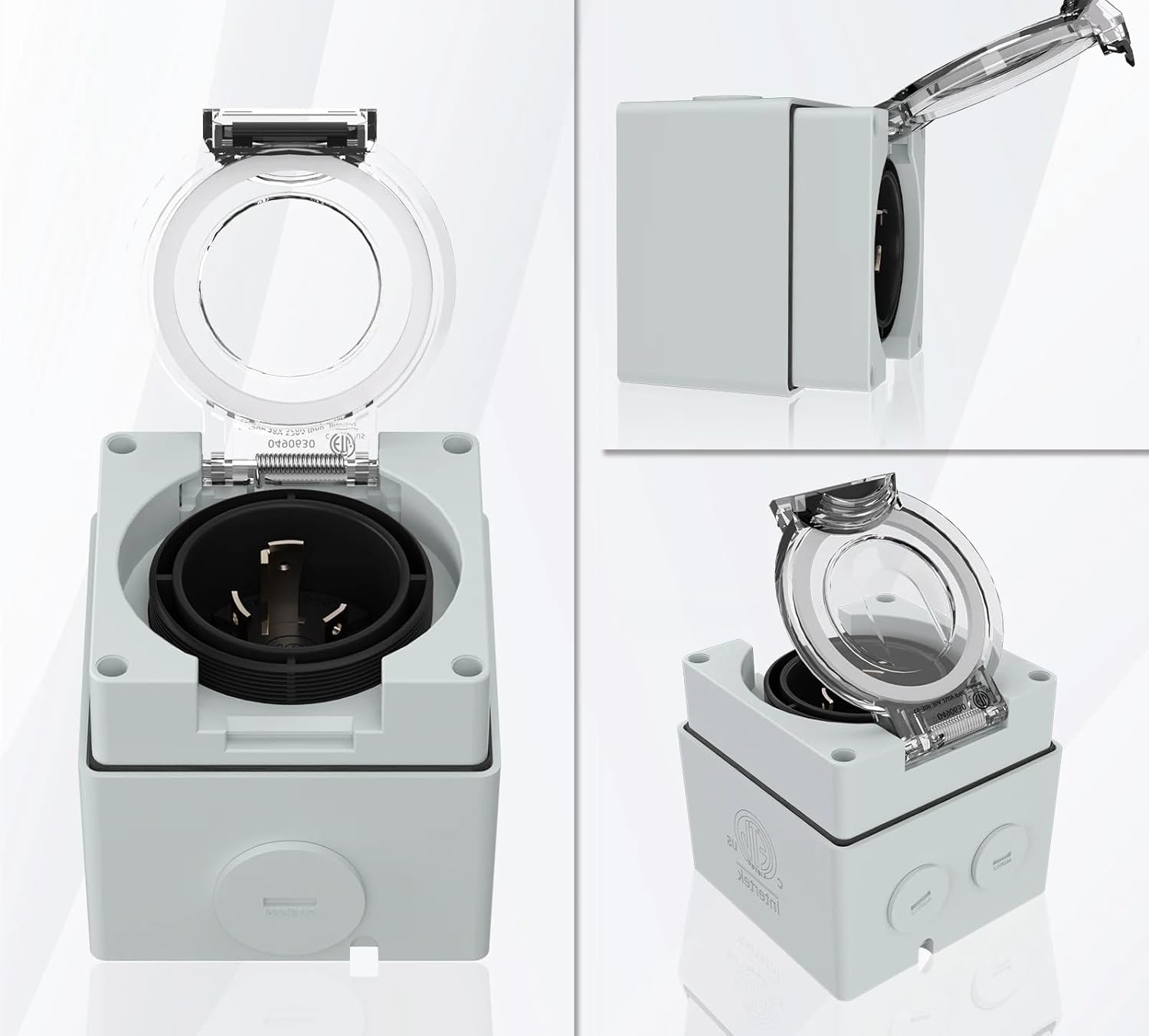 EZZON 1pcs L6-30P-BOX US 30Amp Generator Power Inlet Box, NEMA L6-30P Box 250 Volt Male Plug Outdoor dustproof and Weatherproof for Generators