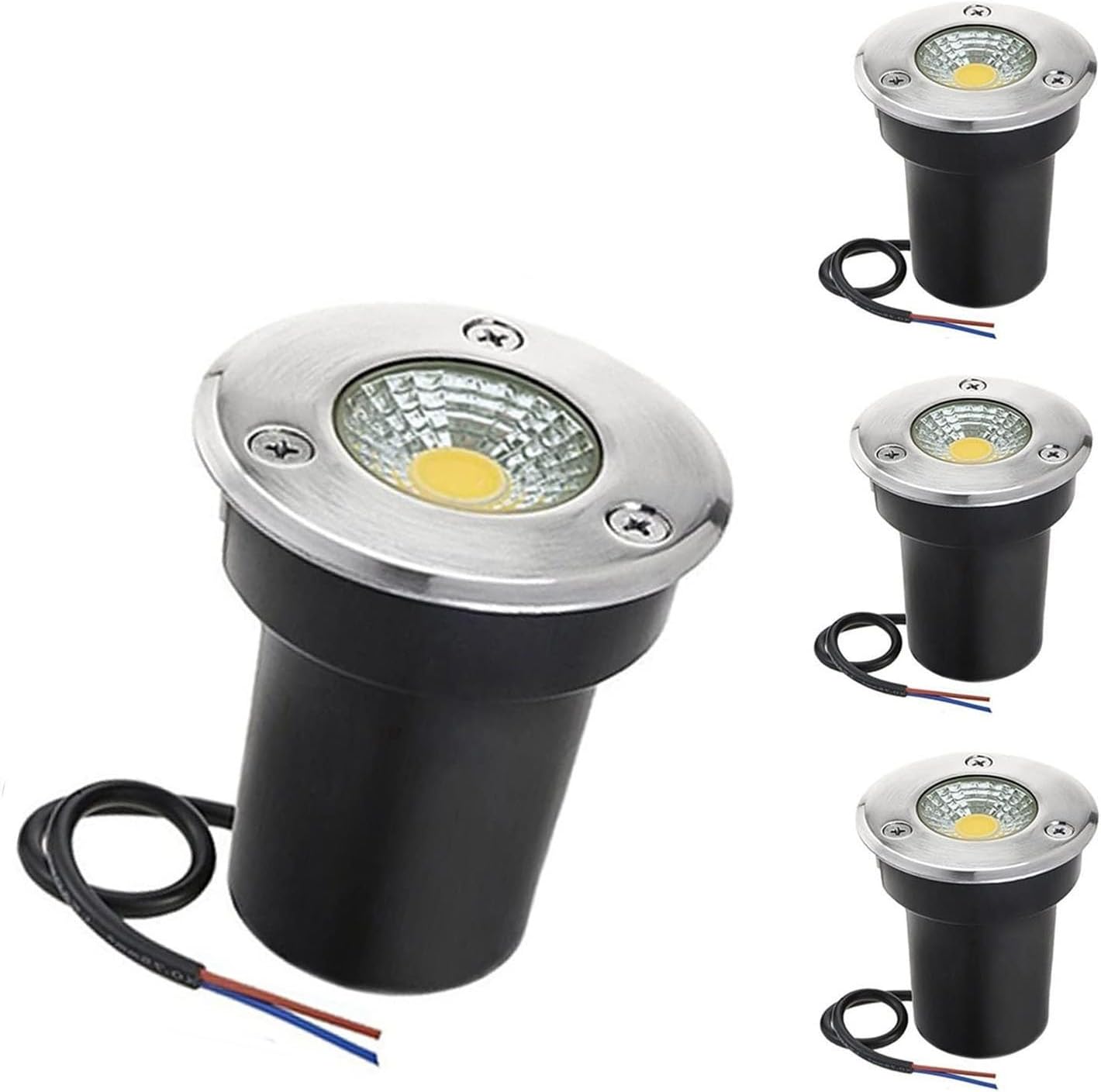 4pcs Outdoor Lighting Recessed Spotlights - 3W LED Beam Spotlight, IP67 Waterproof Ground Lights, Mini Floor Lamp, Underground Light for Terrace, Garden, Passage Decoration(RGB,12V)