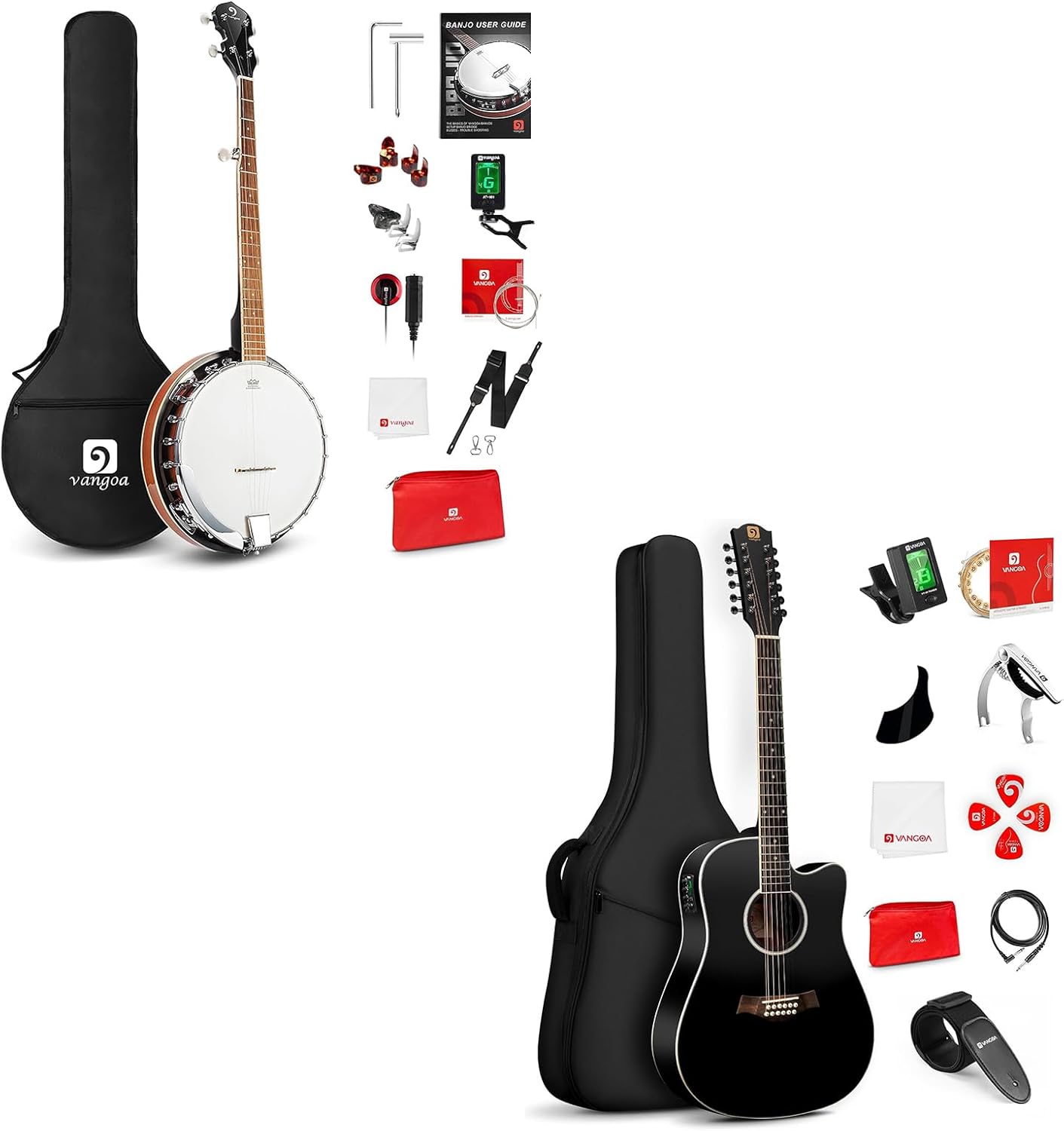 Vangoa 6 String Banjo Guitar Full Size with 12 String Guitar Acoustic Electric