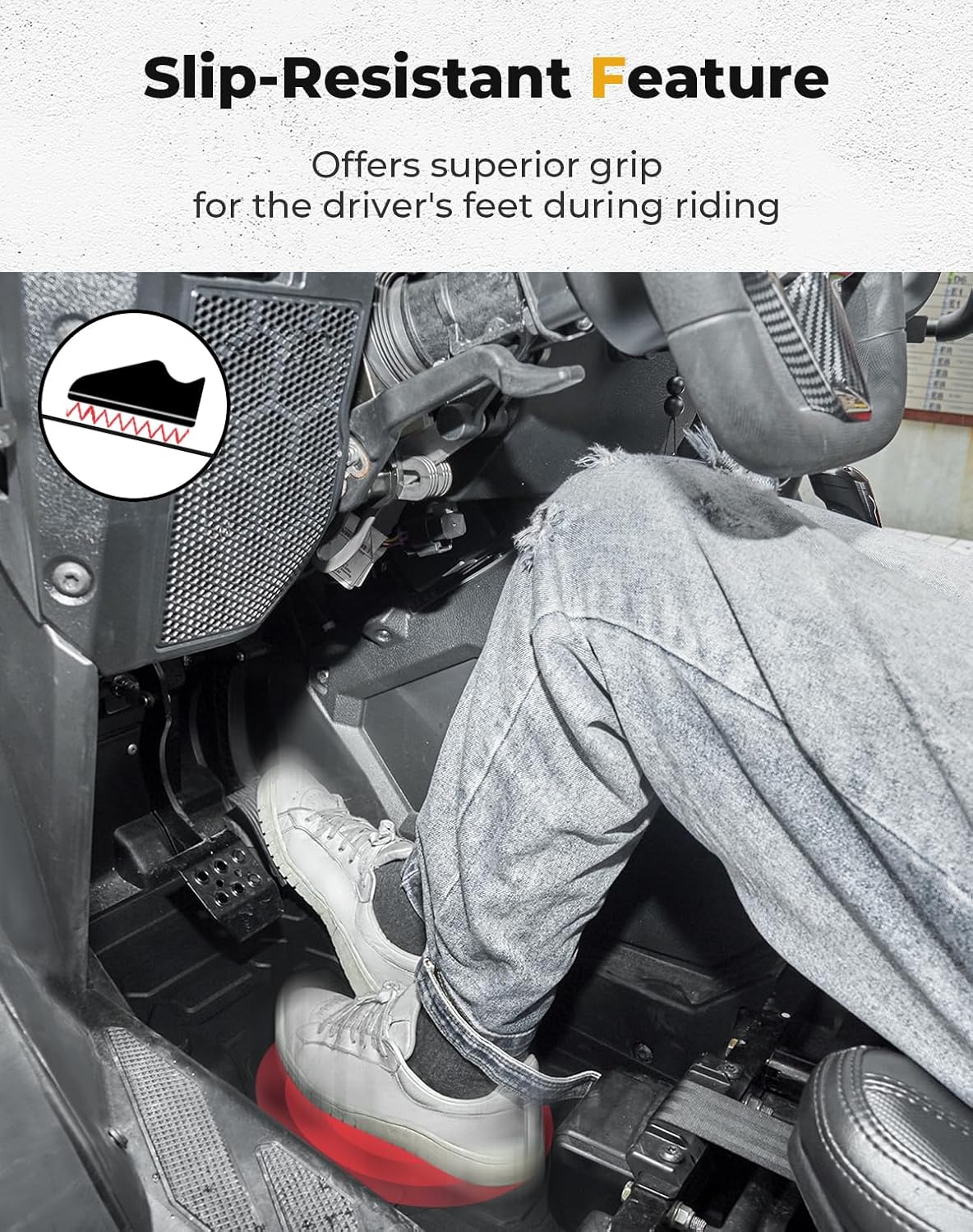 KEMIMOTO 2020-2025 PRO XP Floor Mats Liners Front TPE Anti-Slip Floor Mat All Weather Protection Accessories Black Compatible with Polaris RZR PRO XP 2020-2025