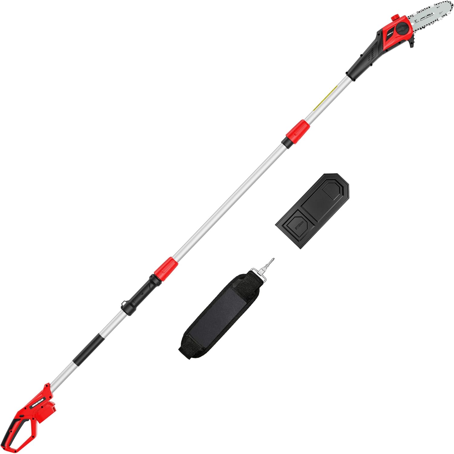 Cordless Pole Saw 8-Inch Compatible with Milwaukee M18 Battery, Electric Pole Saws for Tree Trimming Battery Powered, Extension Up to14.2-Feet Pole Chainsaw (Battery not Included)