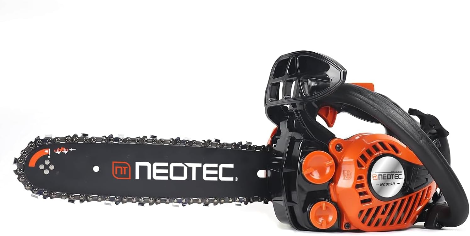 NEOTEC 12 Inch Top Handle Gas Chainsaw, 2-Stroke 25cc Easy-start Lightweight Chain Saws Motosierra De Gasolina for Trimming Pruning,Chain Saw Gas Powered Designed for Homeowners & Beginners