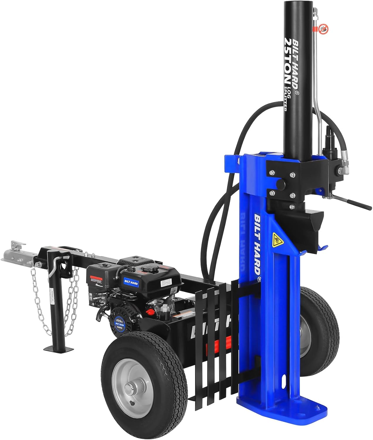 BILT HARD 25-Ton Towable Gas Powered Log Splitter, Horizontal & Vertical Wood Splitter Gas Powered with 209cc OHV Engine & 2-Stage Pump, 16