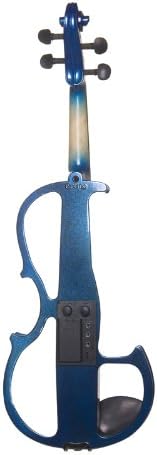 Cecilio 4/4 CEVN-2BL Electric/Silent Violin with Ebony Fittings in Blue Metallic Varnish (Full Size) – Ideal for Practice and Performance