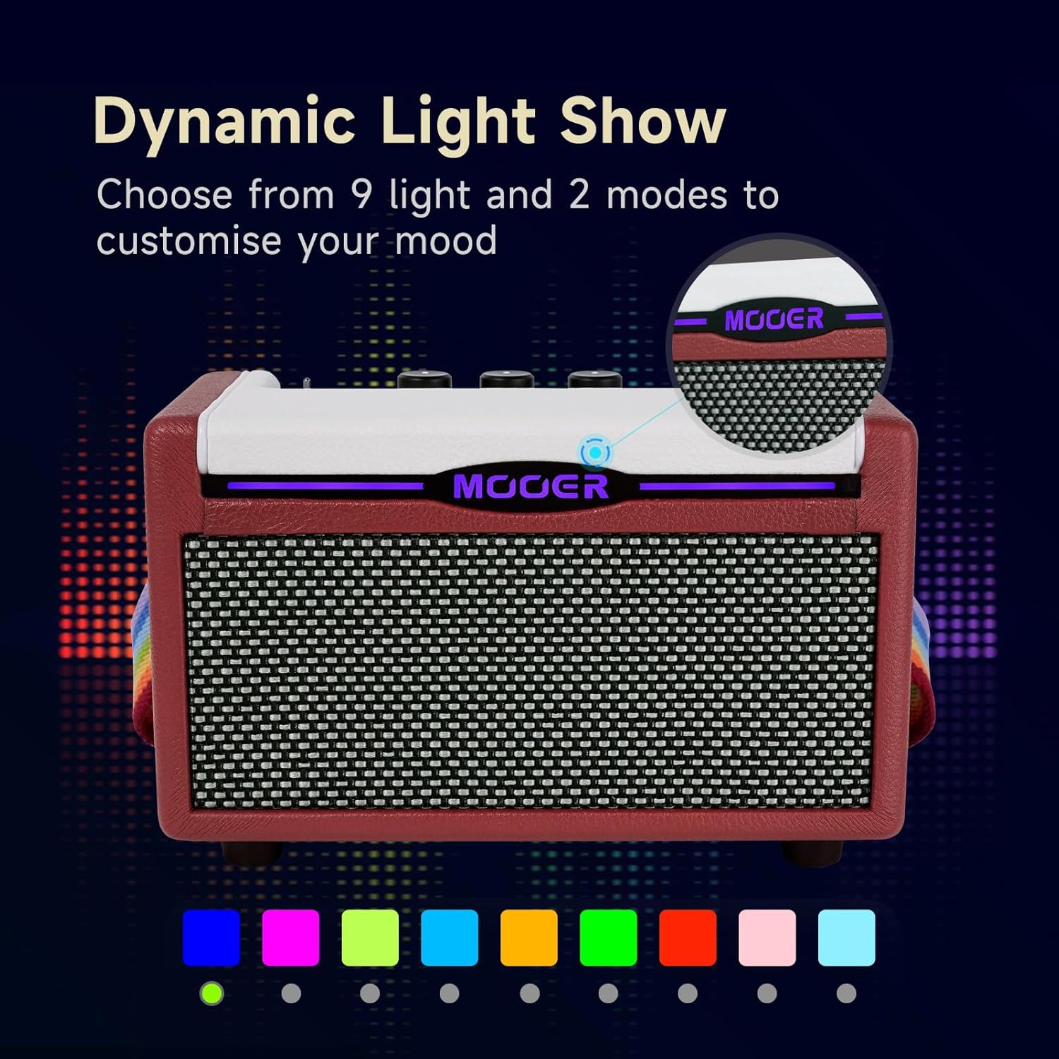 MOOER SD10i 10W Guitar Stereo Mini Combo with Multi Effects, Amplifier Carry Strap, LED Ambient Lights, F4 Wireless Controller
