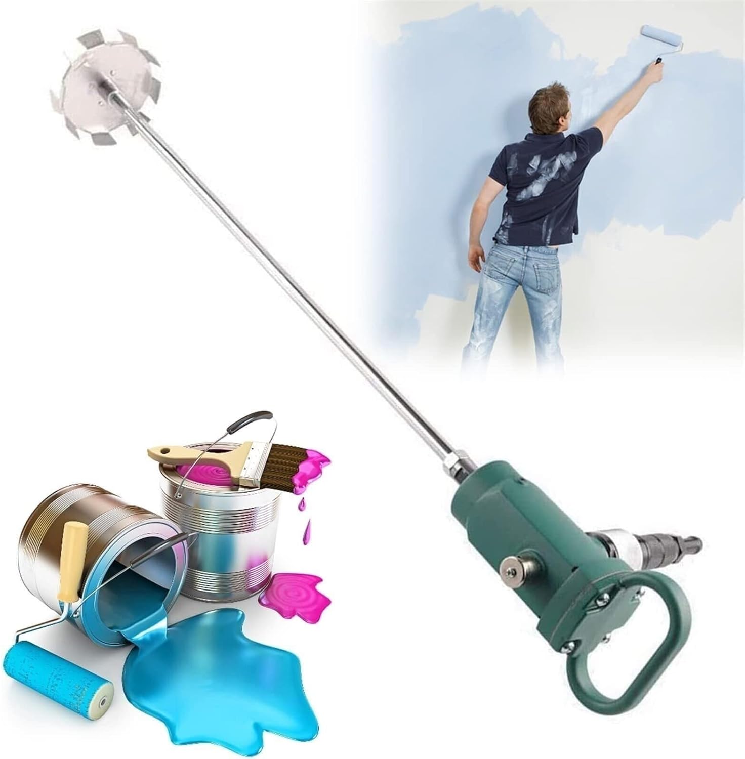 Pneumatic Paint Mixer Stirrer, Handheld Paint Stirring Machine, Coating Agitator for Paint Dye Hydrosol Mixing