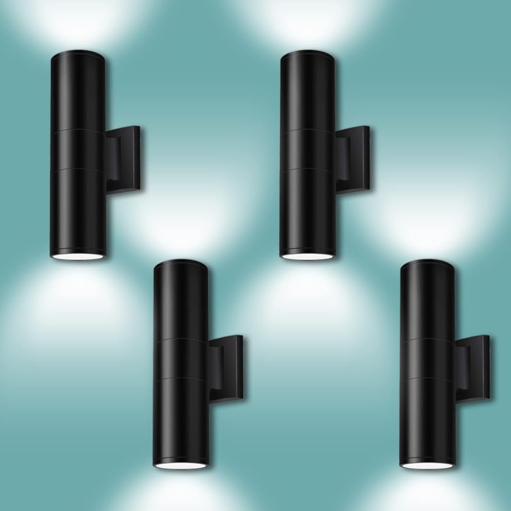 Dusk to Dawn Outdoor Wall Lighting,Double Up Down Aluminum Waterproof Wall Light with Sensor -Modern Outdoor Light Fixture for Porch, Backyard and Patio-ETL Listed (4 Pack)