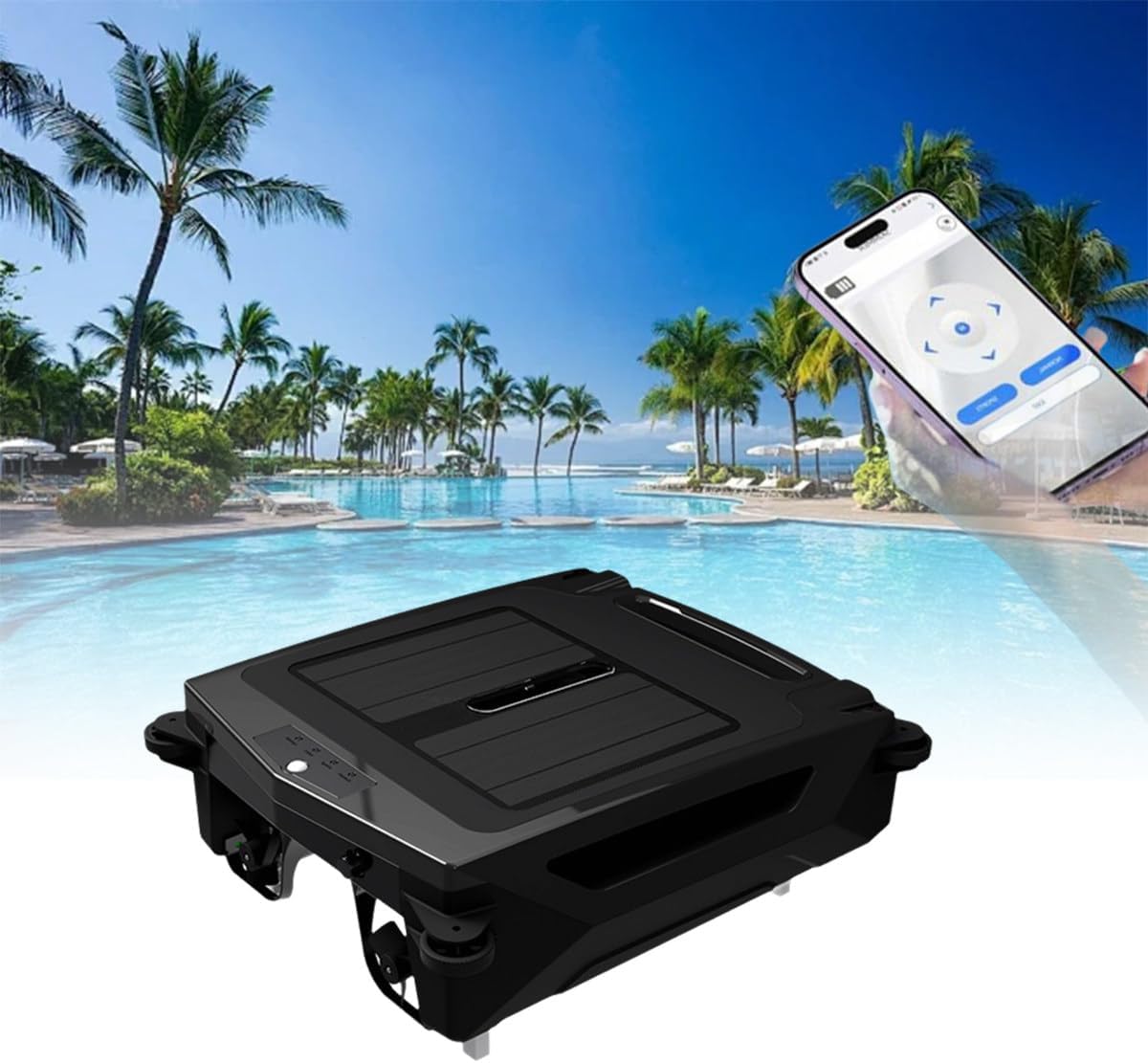 Pool Cleaner Vacuum Robot, Solar Pool Surfaces Cleaner, Automatic Pool Vacuum Cleaner, 2500mAh Big Battery, Daytime & Overnight Continuous Cleaning, Two Speed Modes, for All Swimming Pool