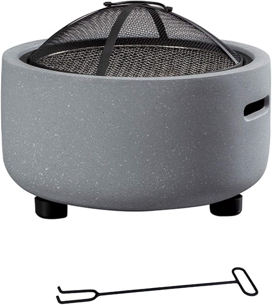 LDIW Fire Pit with BBQ Grill Shelf Garden Patio Heater/BBQ/Ice Pit with Waterproof Cover Geo Fire Pit Bowl with Spark Guard