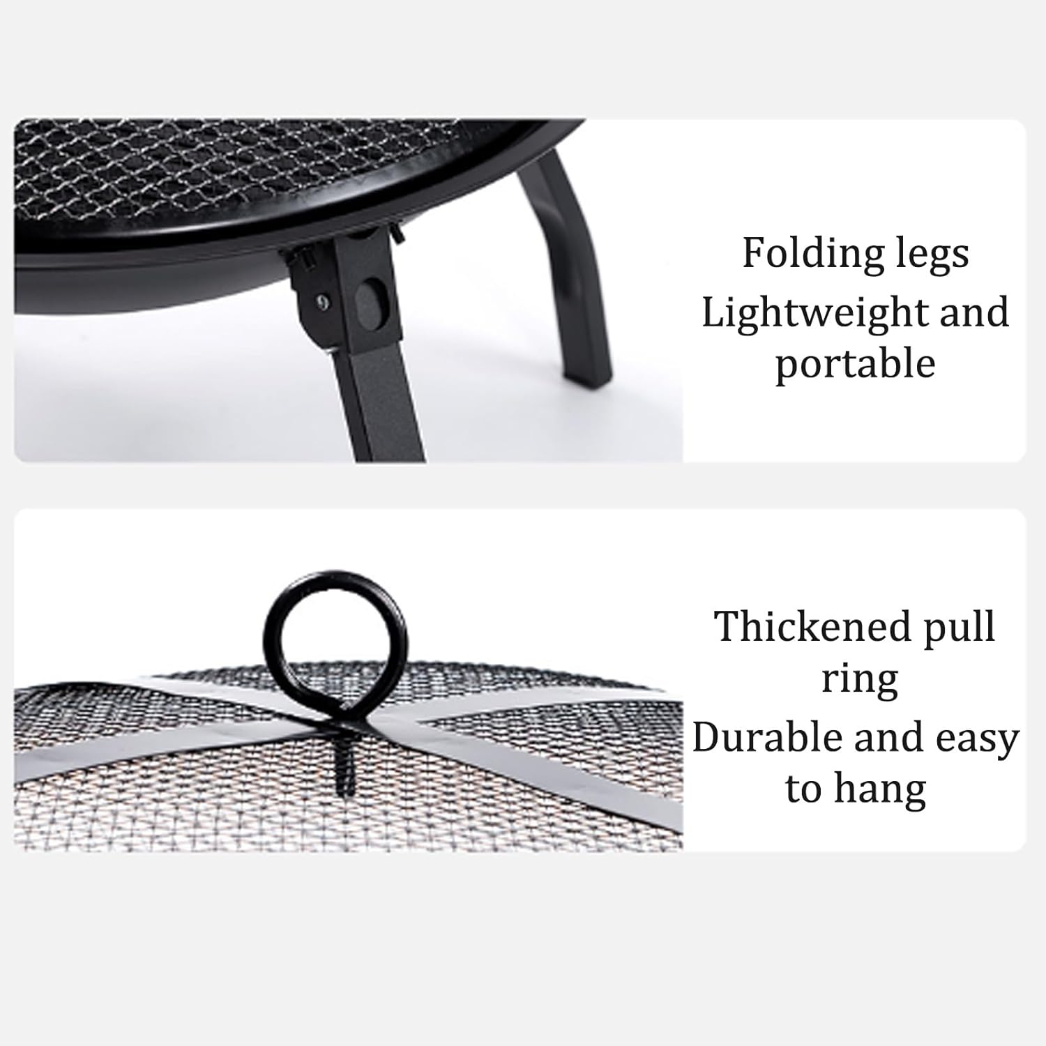 Portable Fire Bowl Folding Wood Burning Fire Pit Iron Brazier 21.7'' Outdoor Fire Pit Burning Bonfire Incinerator for Backyard Garden Camping Picnic.(Style2-55x45CM/21.7x17.7IN)