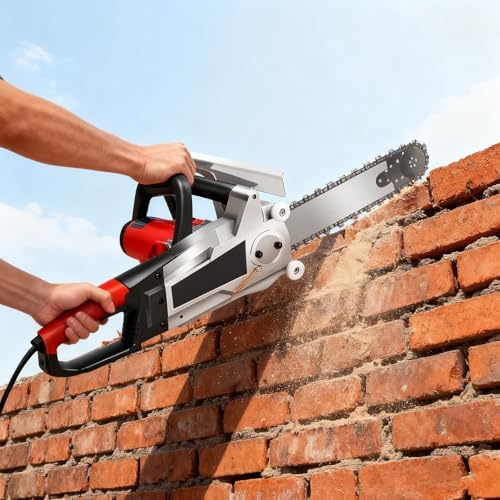 9000W Electric Concrete Chain Saw with Water Pump - Wet Cutting Tool for Brick, Steel Bars, Cement, 350mm - Powerful Dust Removal & Efficient Concrete Cutting