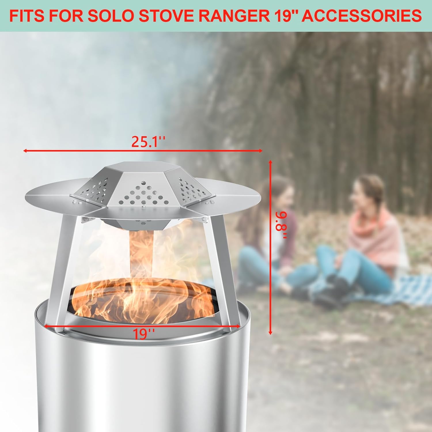 Fire Pit Surround Tabletop & Heat Deflector for Solo Stove Bonfire 19.5