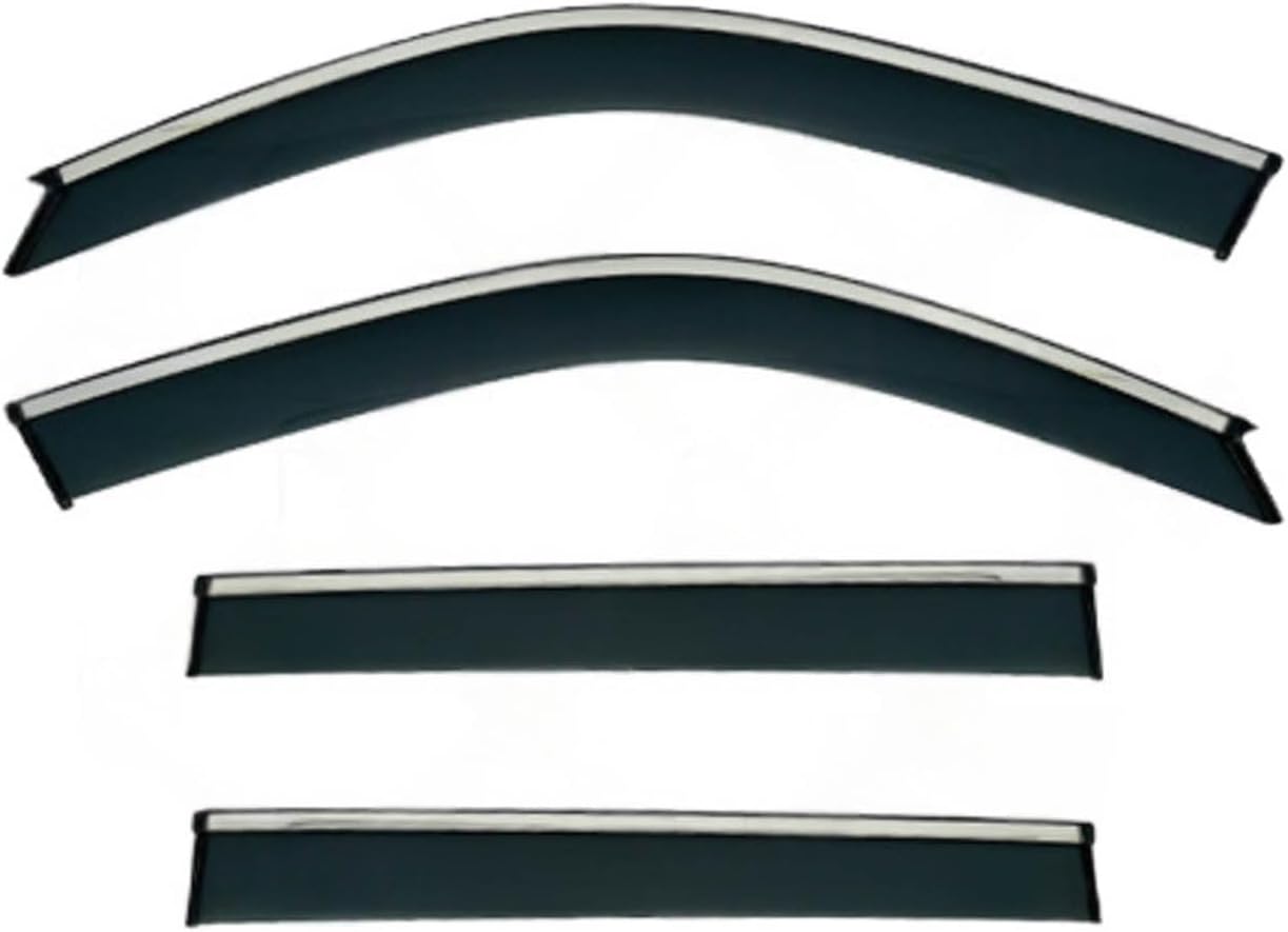 Window Deflectors for Toyota Prado FJ120 MK3-J120 2003-2009, Sun Rain Guard Window Visors Vent Shades with Bright Stripes Car Accessories