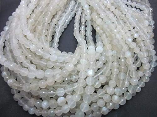 white moonstone football or balls shape faceted rondelle beads, 7-8 mm