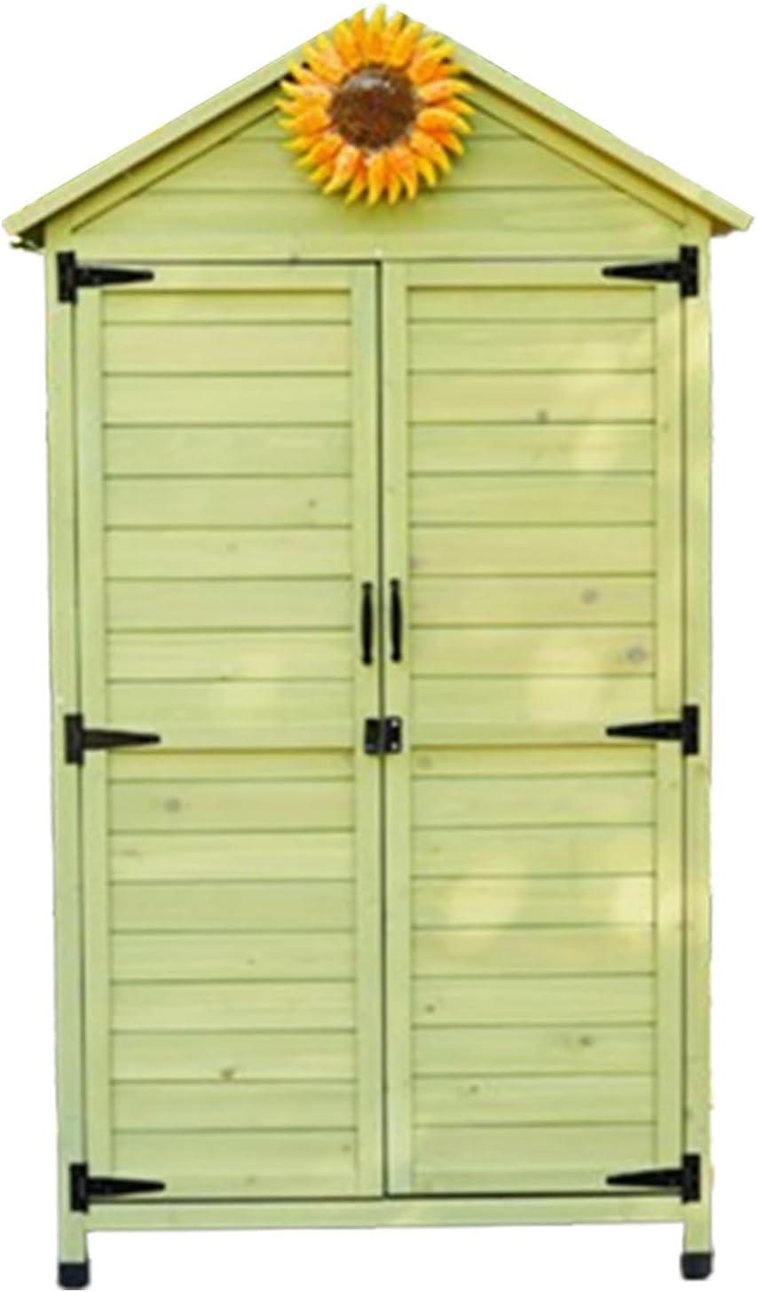 Wooden Storage Shed, Wooden Outdoor Storage Cabinet with Double Doors, Outside & Indoor Tool Storage Shed for Garden Backyard Lawn