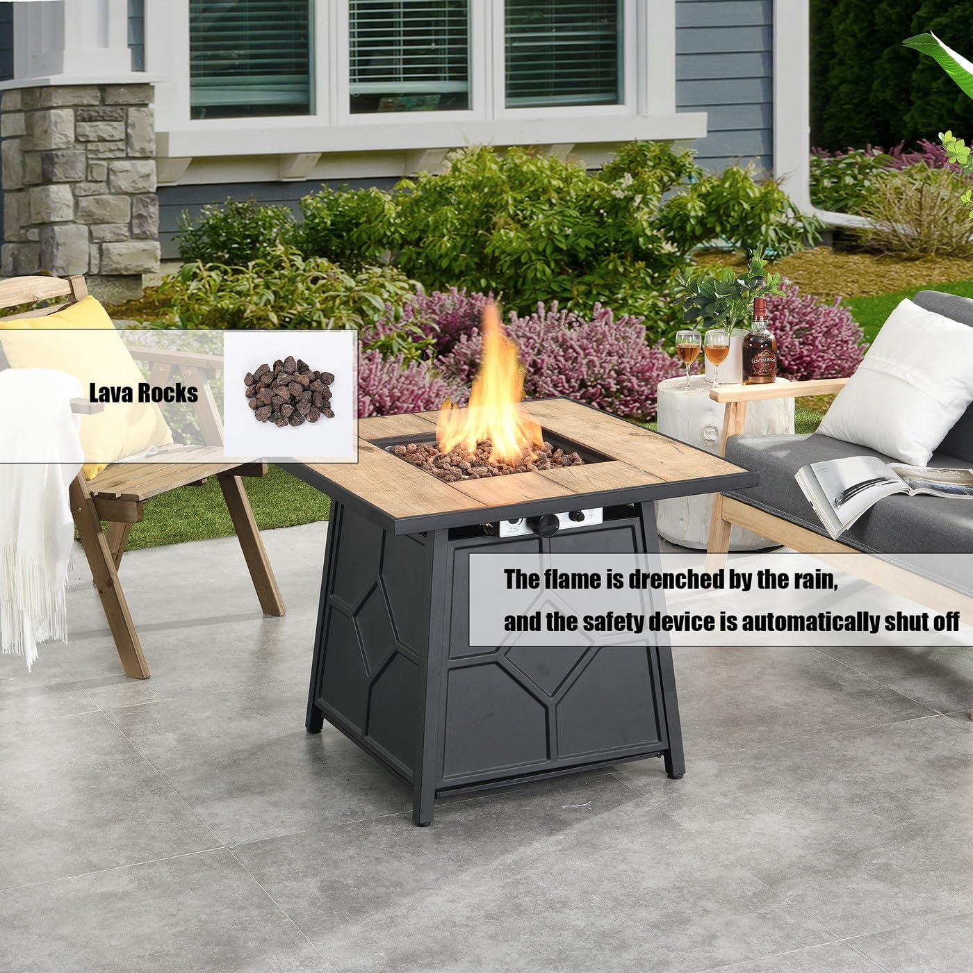 Table Top Fire Pit for Outdoor Furniture Portable Mini Firepit for Patio Table Clean Ambient Flame Centerpiece for Deck Balcony & Backyard Entertaining Brown