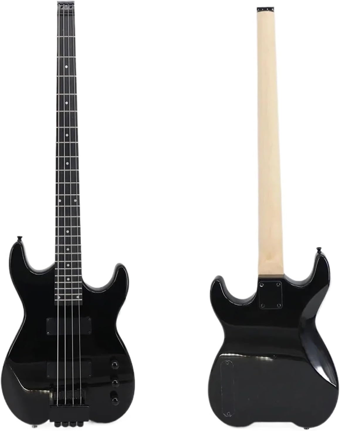 4-String Active Pickup Electric Bass Guitar Headless Design Black Finish