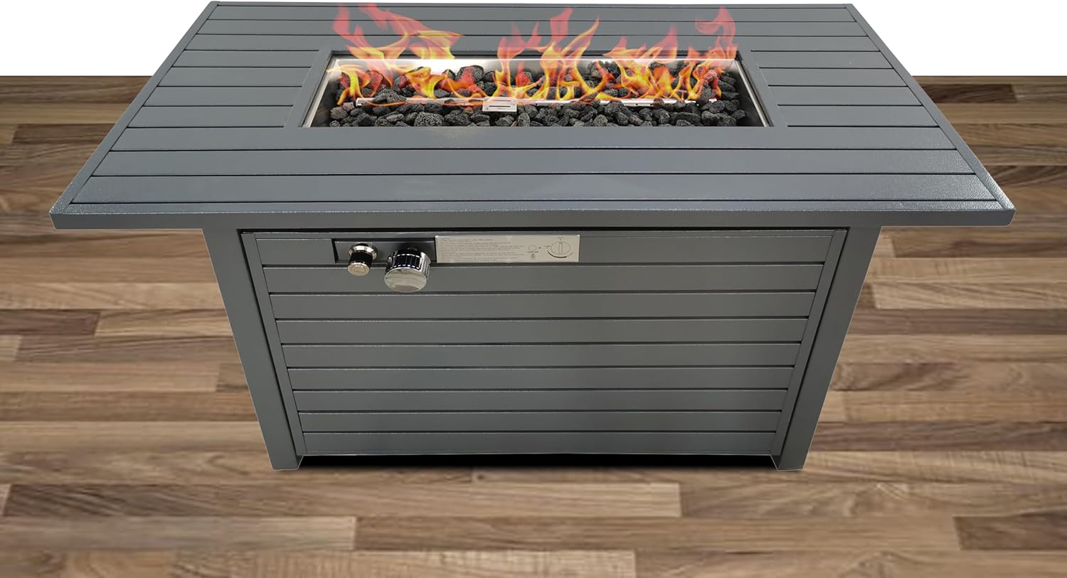 Steel Propane/Natural Gas Outdoor Fire Pit Table with Lid