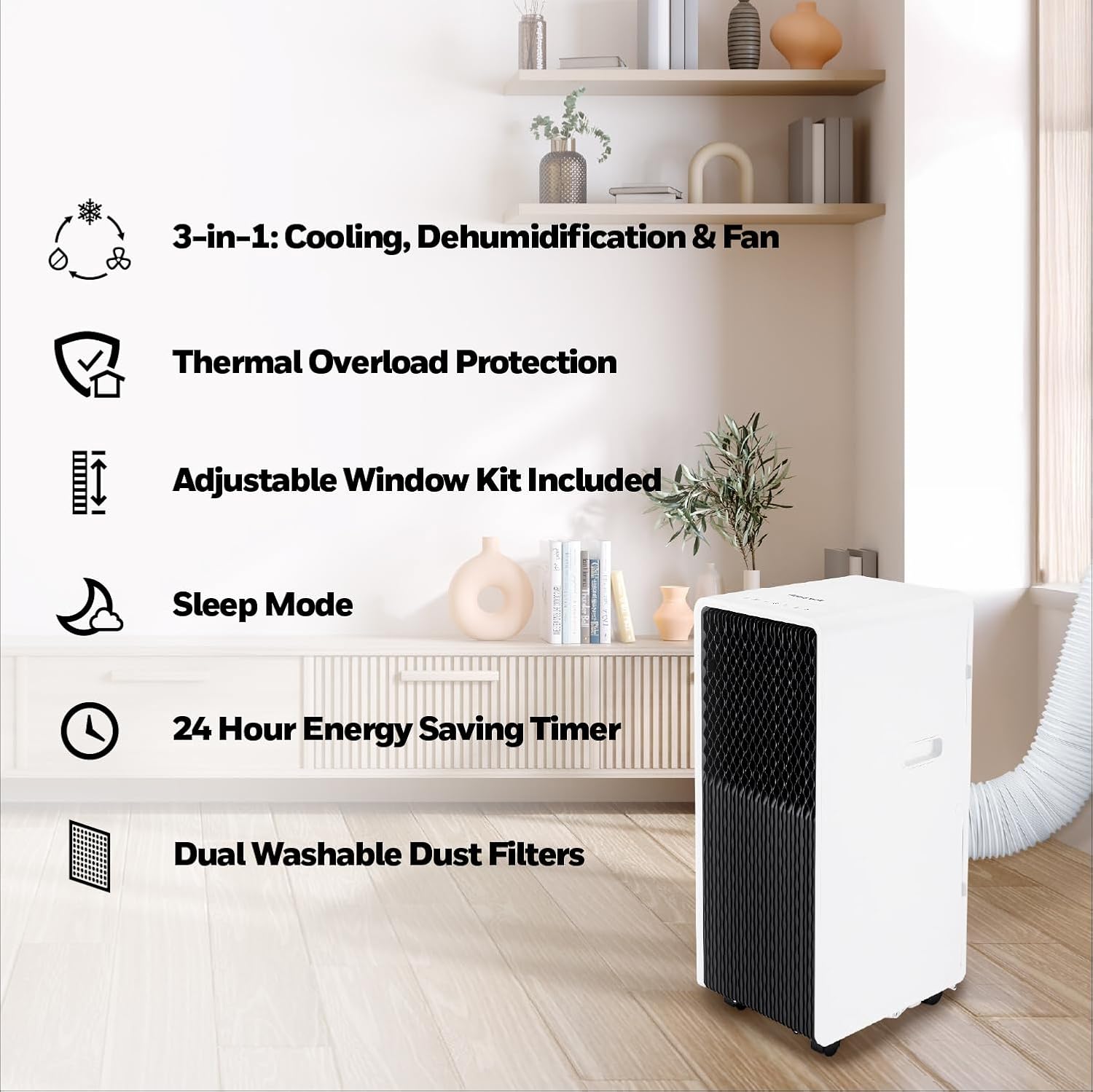 Honeywell 13,500 BTU Slim & Smart WiFi Portable AC with Fan, Dehumidifier, Alexa/Google Home Voice Control – Cools up to 660 Sq. Ft., HX4CESVWG0 (10,000 BTU SACC)