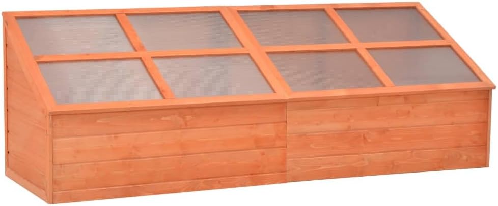 vidaXL Wooden Greenhouse with PC Board, Durable, Spacious Garden Solution for Plants, Herbs and Flowers, Brown, 70.9