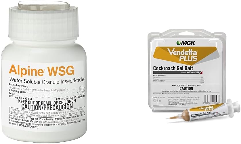 BASF 4316277914 WSG-200 Gram Tip and Pour Bottle Alpine WSG 200G, Clear & MGK Vendetta Plus Cockroach Gel (4 Tubes) Bait & IGR Killer Paste Not for Sale to: California, 4 Oz