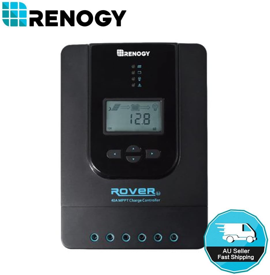 Renogy Rover 40 Amp 12V/24V DC Input MPPT Solar Charge Controller Auto Parameter & Deep Cycle AGM 12 Volt 100Ah Battery, 3% Self-Discharge Rate, 1100A Max Discharge Current