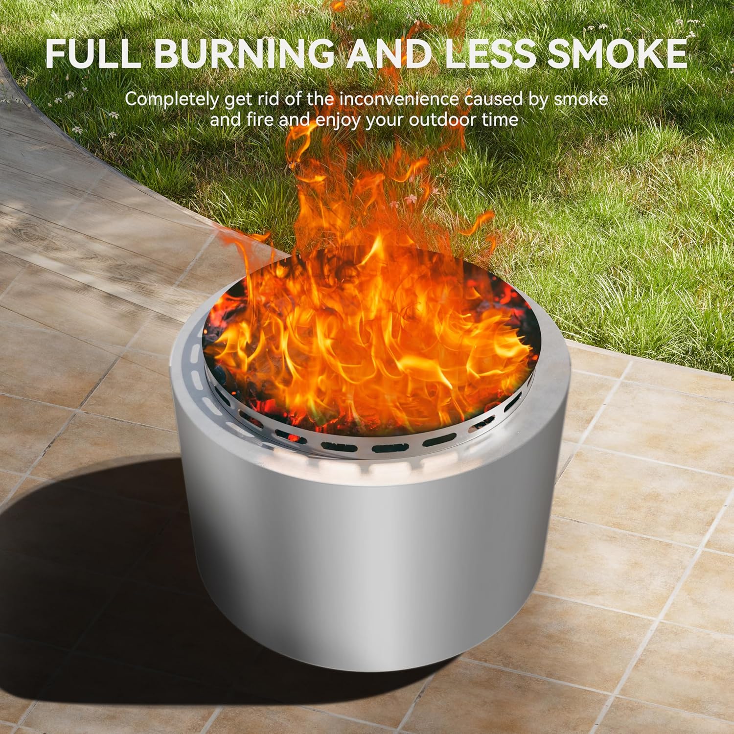 19 Inch Patio Fire Pit Outdoor Smokeless Fire Pit-Portable Stainless Steel Fire Smokeless Stove for Patio, Backyard, Garden, Camping