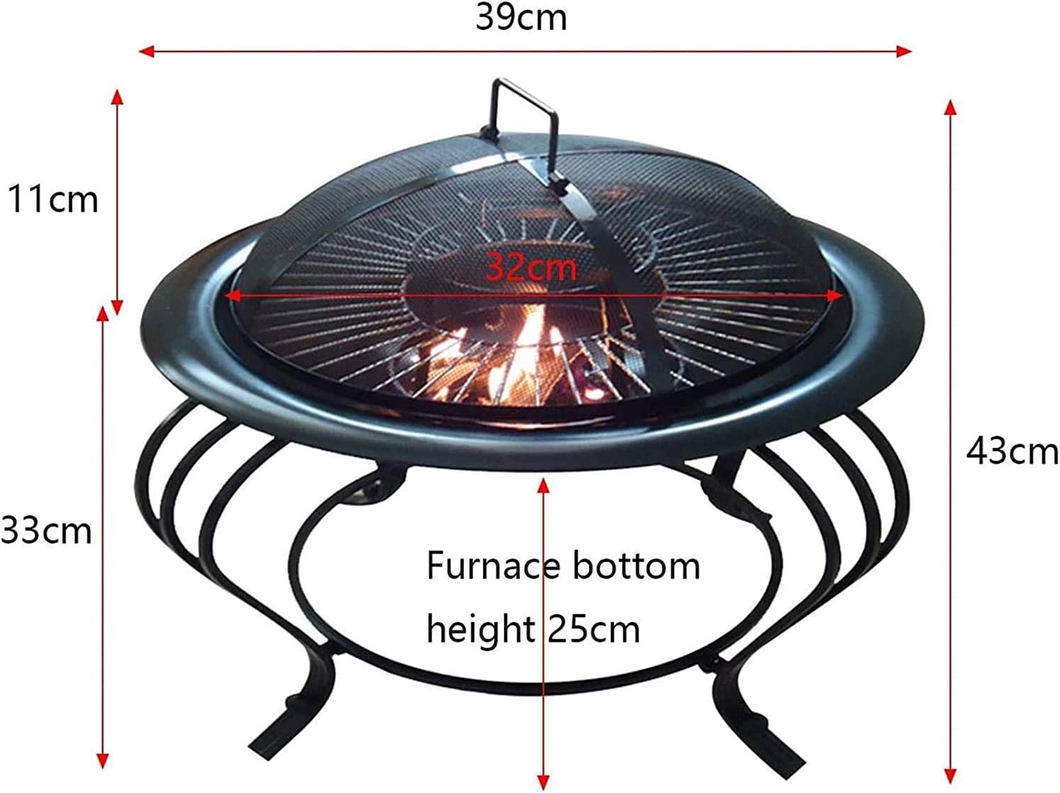 Fire Pits Outdoor Wood Burning Fire Pit Outdoor Fire Tables, Charcoal Barbecue Grill,Natural Wood Heating Fire Pit Bowl,