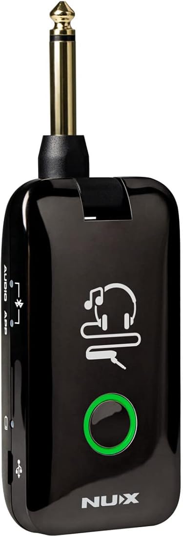 NUX Mighty Plug MP-2 Guitar and Bass Modeling Headphone Amplug with Bluetooth, 13 Amp Models, 20 IRs, 19 Effects, 6.35mm Phone Plug, Pocket Amplifier Built-in Rechargeable LiPo Battery 3.7V/1000mAh