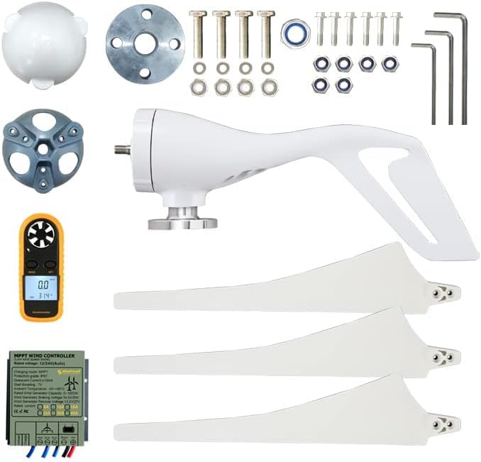 Smaraad Wind Turbine Generator Kit 600W 12V with Charge Controller, Wind Power Generator Kit with 3 Blades for for Marine, RV, Home, Windmill Generator, Hybrid Solar Wind System