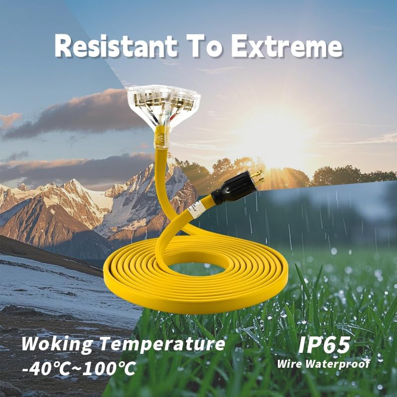 Locking Plug L14-30P to 4X 5-20R/5-15R Generator Adapter Extension Cord, 4 Prong 30 Amp to 110V,Twist Locking to 15 Amp/20 Amp Household Outlet, 125/250V 7500 Watts, ETL Listed (25FT)