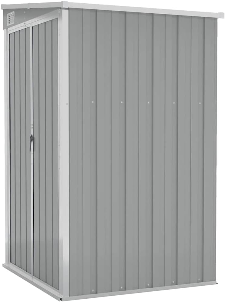 vidaXL Wall-Mounted Galvanized Steel Garden Shed, Gray - Durable Metal Storage House with Lock Function, Easy-to-Install, Weather-Resistant Design, Perfect for Garden Tools & Equipment Storage