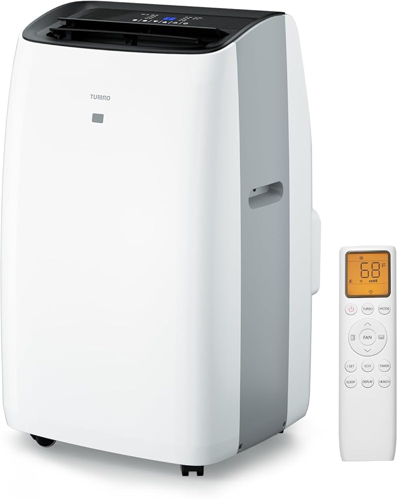 TURBRO Greenland 14,000 BTU Portable Air Conditioner and Heater, Dehumidifier and Fan, 4-in-1 Floor AC Unit for Rooms up to 600 Sq Ft, UV-C Light, Sleep Mode, Timer, Remote Included (10,000 BTU SACC)