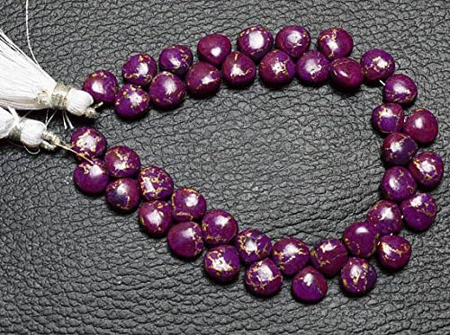 13 inch natural beads strand of 8mm smooth heart mojave purple copper turquoise gemstone briolletes beads for DIY jewelry - necklace, bracelet, earring, ring.